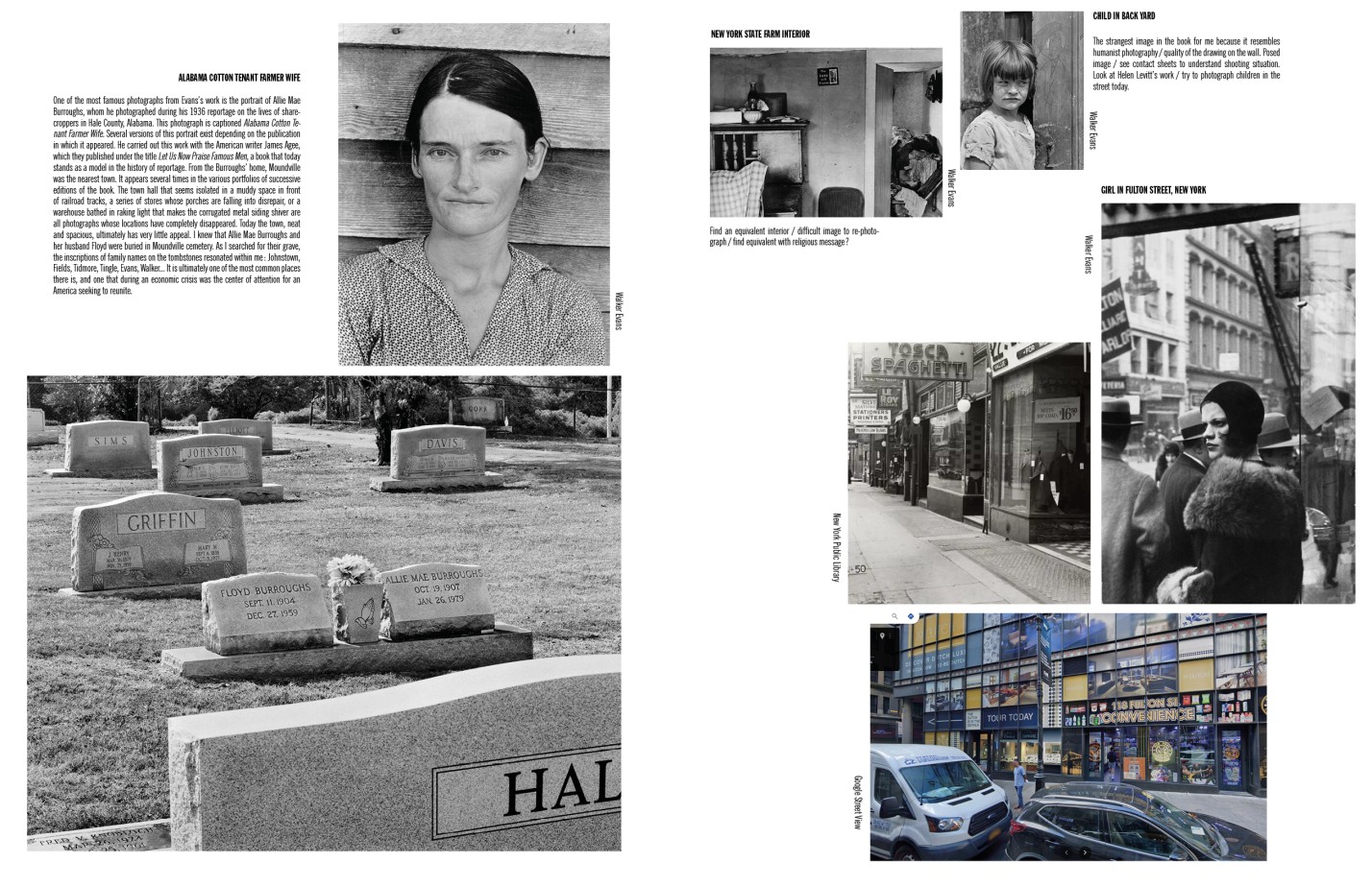 Camille Fallet - Body Double - *Body Double a work in progress*, construction d'un remake du livre *American Photographs* de Walker Evans.